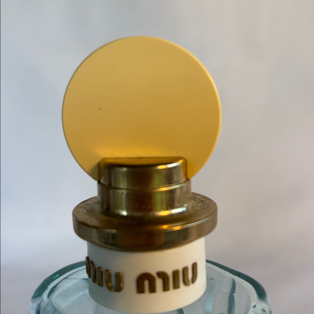 EMPTY BOTTLE MIU MIU AQUA GLASS EAU DE PARFUM COLORS AQUA IVORY & GOLD - 3.4 FL - Picture 6 of 9